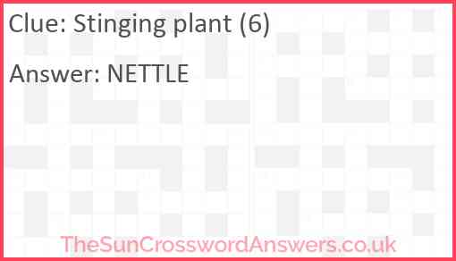 Stinging plant (6) Answer