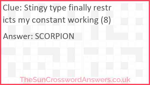 Stingy type finally restricts my constant working (8) Answer