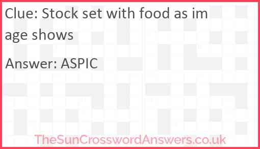 Stock set with food as image shows Answer