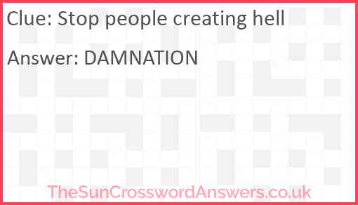 Stop people creating hell Answer