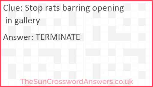 Stop rats barring opening in gallery Answer