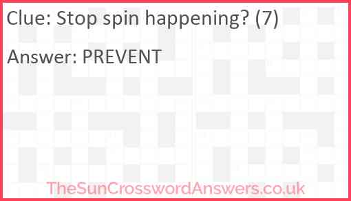 Stop spin happening? (7) Answer