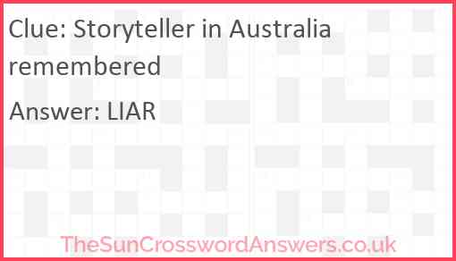 Storyteller in Australia remembered Answer