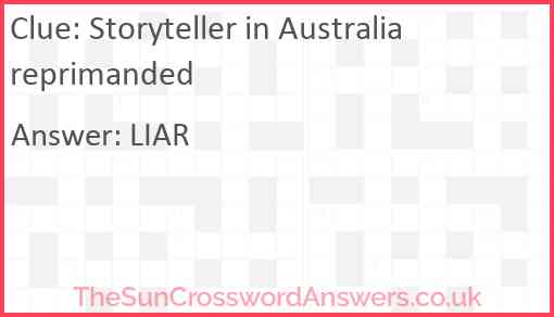 Storyteller in Australia reprimanded Answer