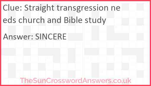 Straight transgression needs church and Bible study Answer
