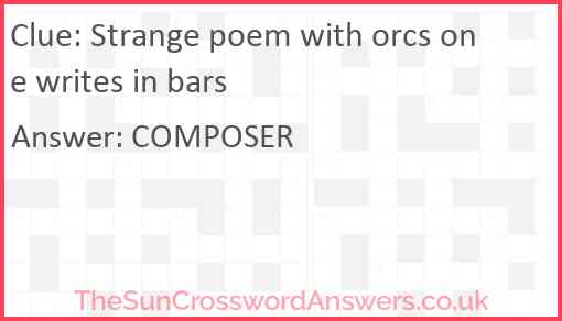 Strange poem with orcs one writes in bars Answer