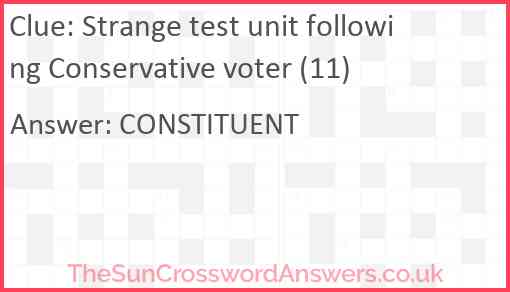 Strange test unit following Conservative voter (11) Answer
