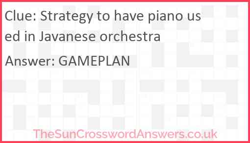 Strategy to have piano used in Javanese orchestra Answer