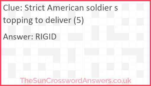 Strict American soldier stopping to deliver (5) Answer