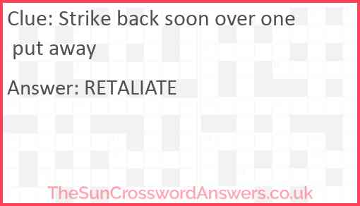 Strike back soon over one put away Answer