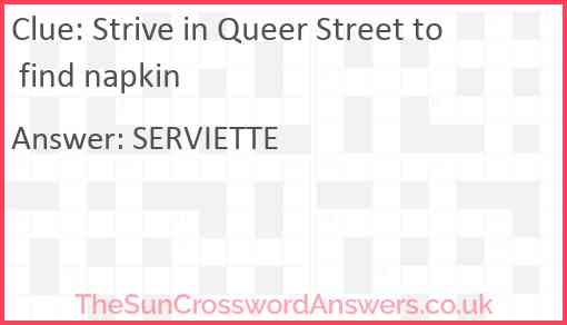 Strive in Queer Street to find napkin Answer