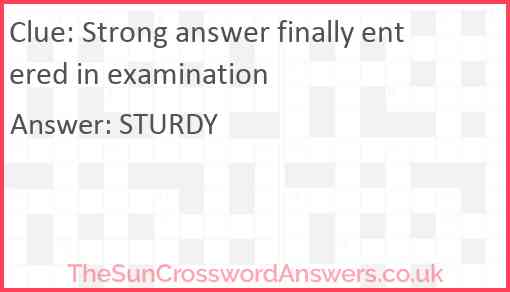 Strong answer finally entered in examination Answer