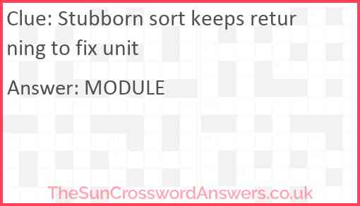 Stubborn sort keeps returning to fix unit Answer