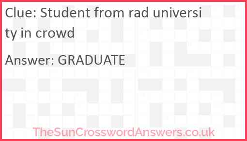 Student from rad university in crowd Answer