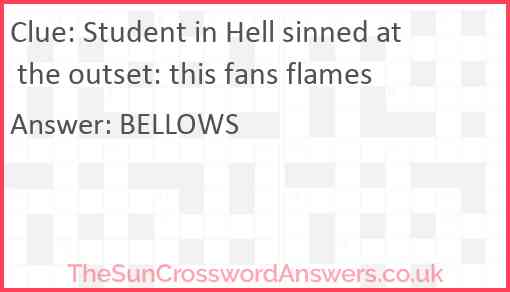Student in Hell sinned at the outset: this fans flames Answer