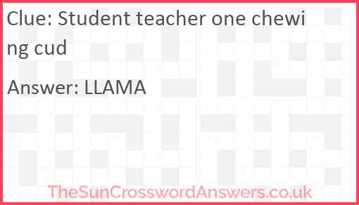 Student teacher one chewing cud Answer