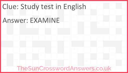 Study test in English Answer