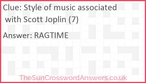 Style of music associated with Scott Joplin (7) Answer
