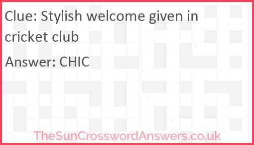 Stylish welcome given in cricket club Answer