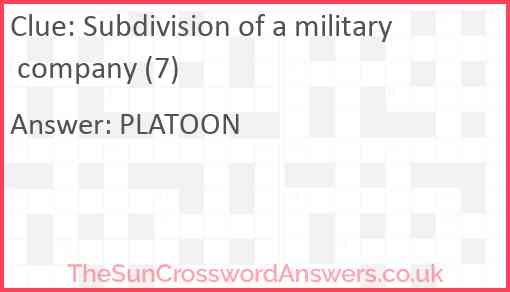 Subdivision of a military company (7) Answer