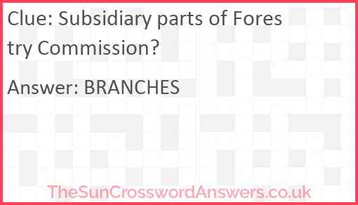 Subsidiary parts of Forestry Commission? Answer