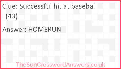 Successful hit at baseball (43) Answer