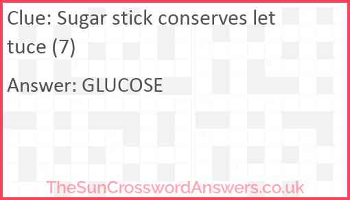 Sugar stick conserves lettuce (7) Answer