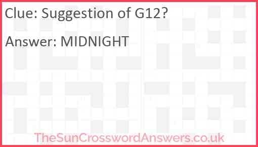 Suggestion of G12? Answer
