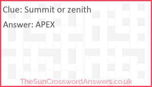 Summit or zenith Answer