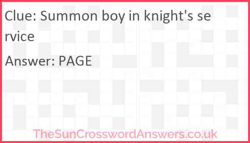 Summon boy in knight's service Answer