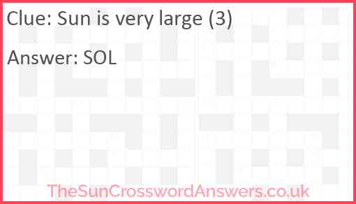 Sun is very large (3) Answer