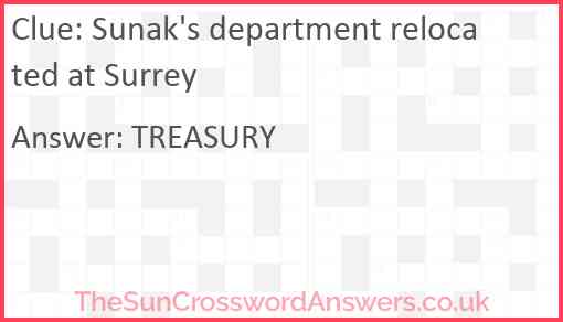 Sunak's department relocated at Surrey Answer