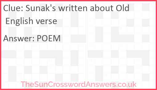 Sunak's written about Old English verse Answer