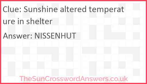 Sunshine altered temperature in shelter Answer