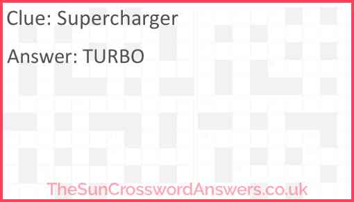 Supercharger Answer