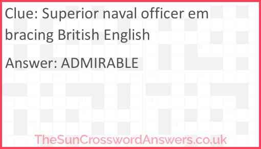 Superior naval officer embracing British English Answer