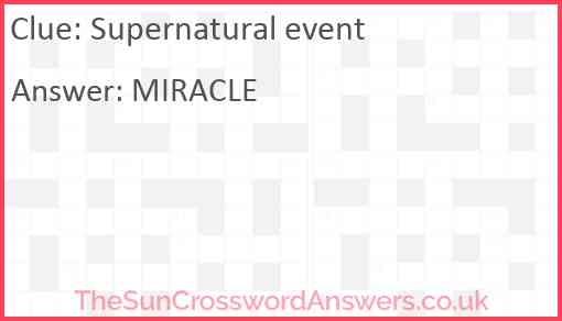 Supernatural event Answer
