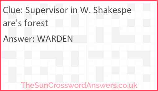 Supervisor in W. Shakespeare's forest Answer