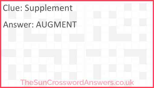 Supplement crossword clue TheSunCrosswordAnswers co uk