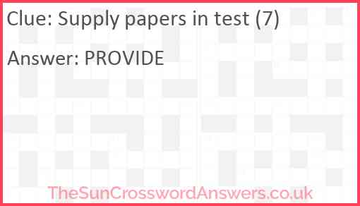 Supply papers in test (7) Answer