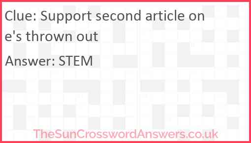 Support second article one's thrown out Answer