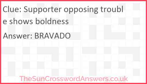 Supporter opposing trouble shows boldness Answer