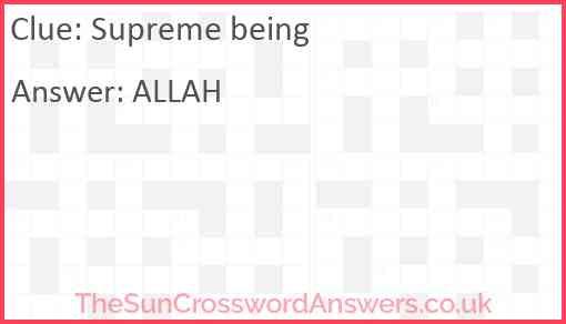 Supreme being Answer