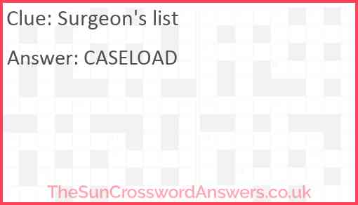 Surgeon's list Answer