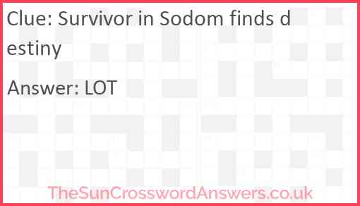 Survivor in Sodom finds destiny Answer