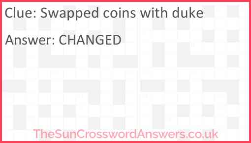 Swapped coins with duke Answer