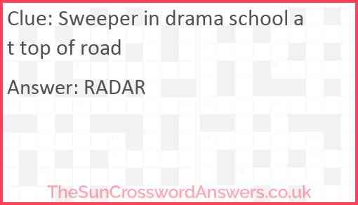 Sweeper in drama school at top of road Answer