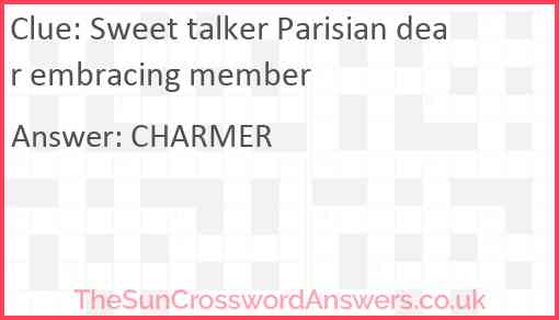 Sweet talker Parisian dear embracing member Answer