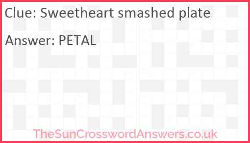 Sweetheart smashed plate Answer