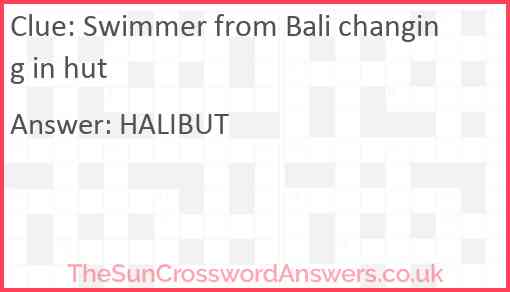 Swimmer from Bali changing in hut Answer